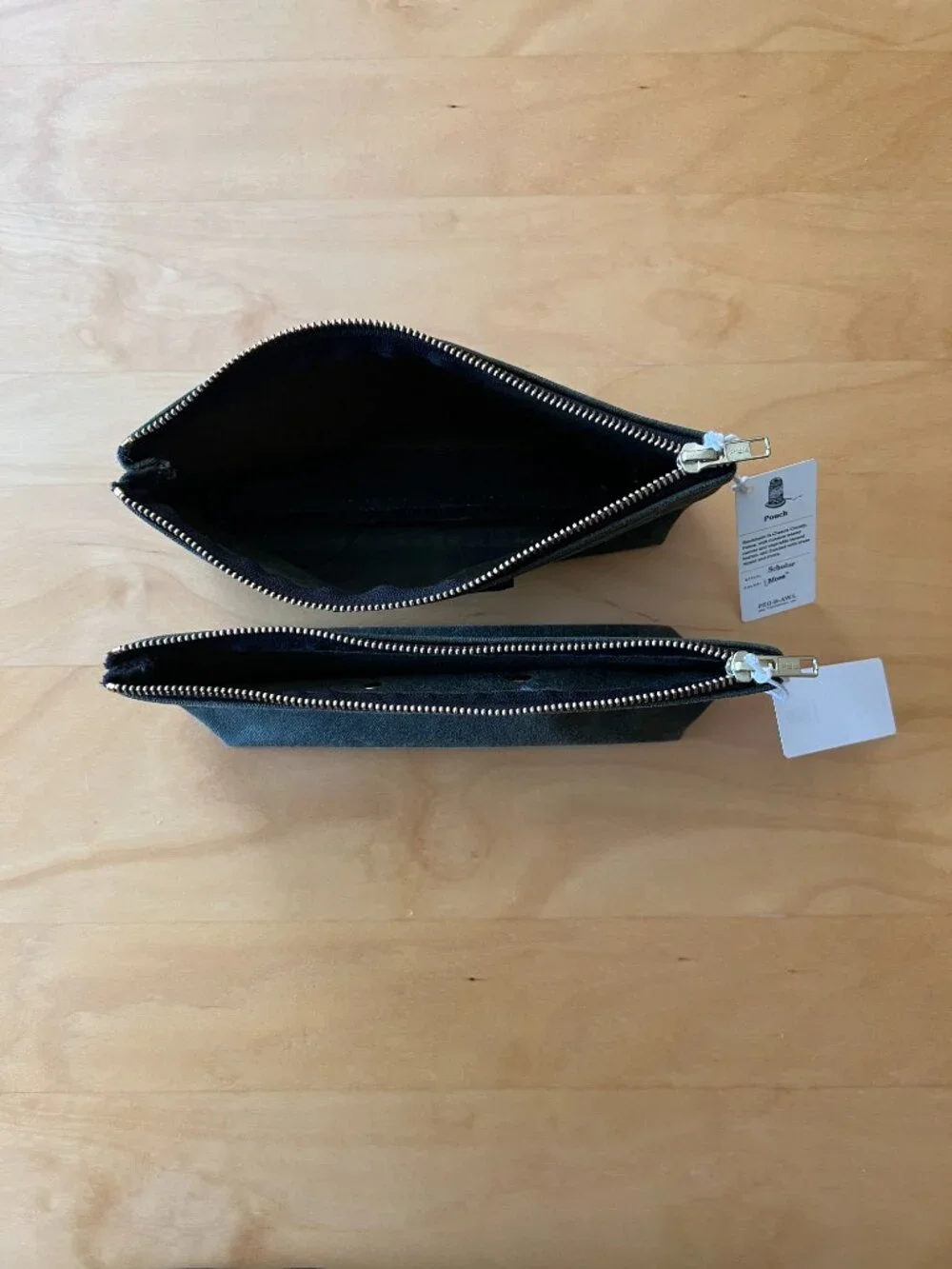 Peg & Awl Scholar Pencil Pouch - Moss and brown leather - Picture 3 of 10
